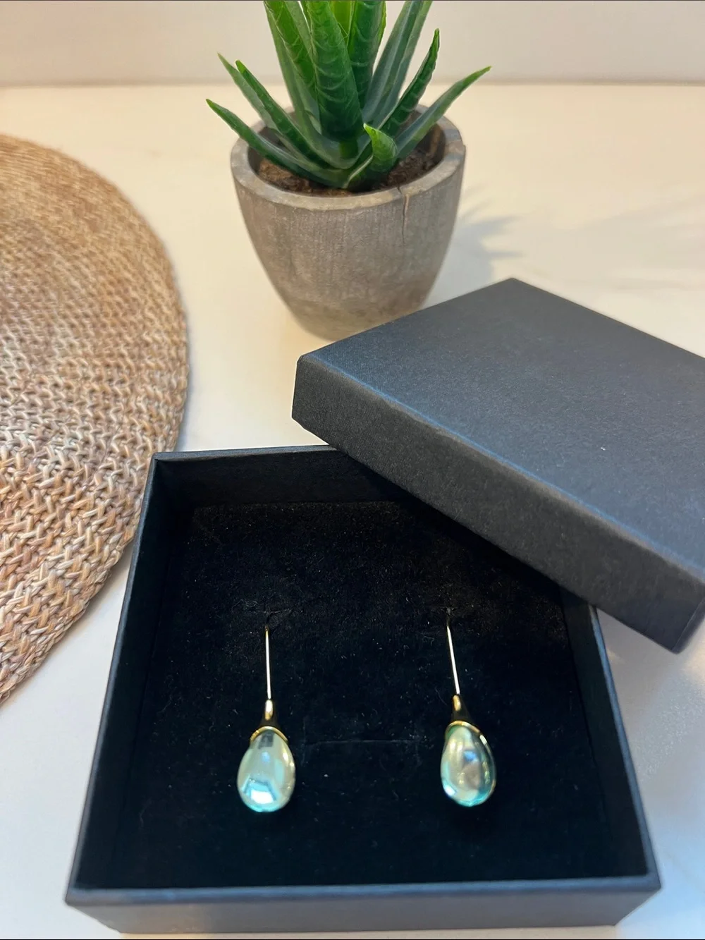 Delicate Iridescent Teardrop Earrings - Gold Hooks